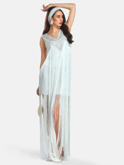 Baroque Fringed Maxi Dress