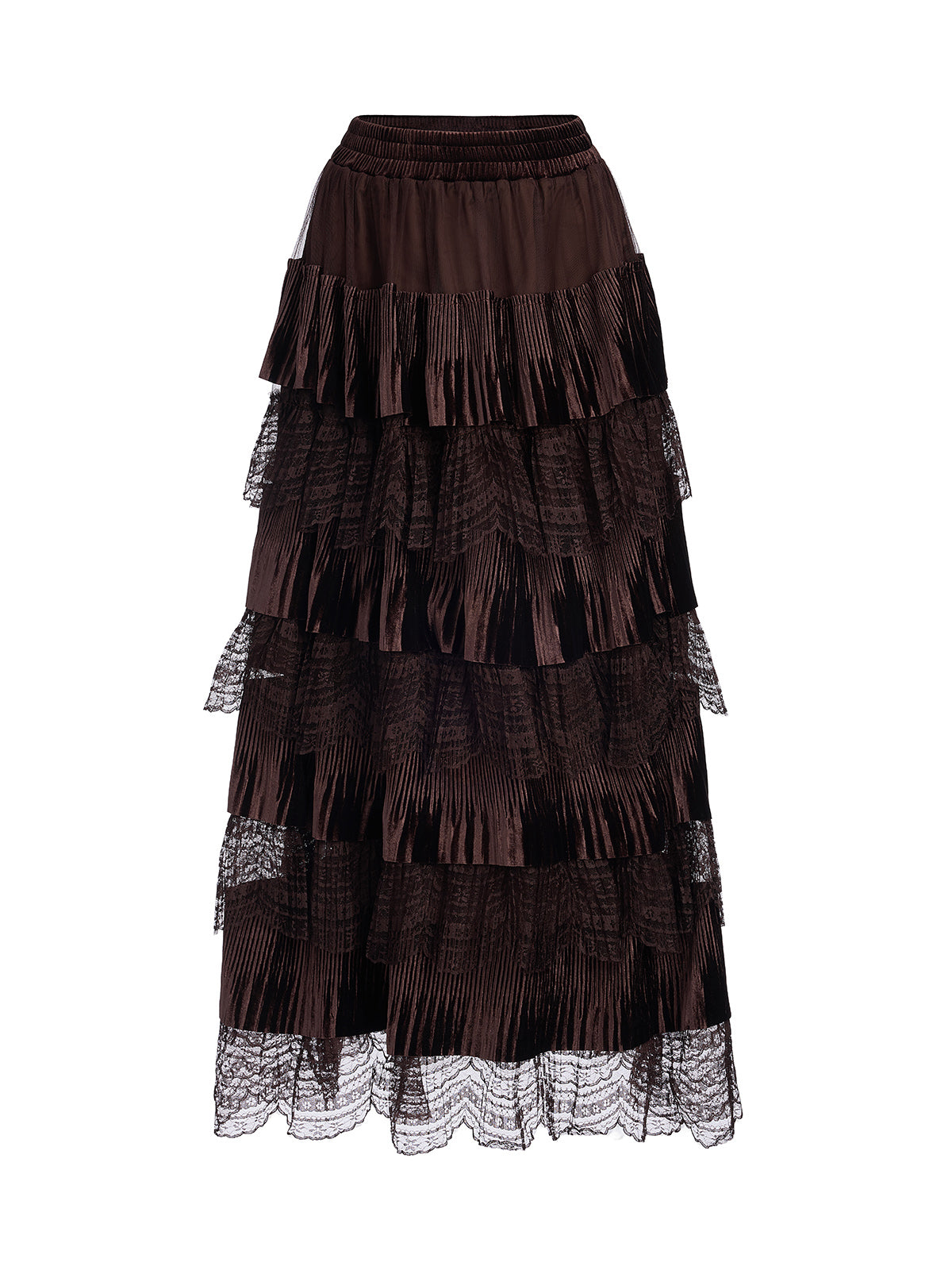 Velvet Lace Patchwork Cake Skirt