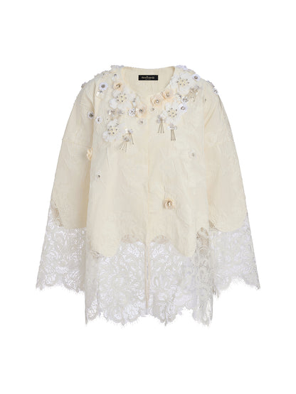 Custom Beaded Lace Jacquard Coat