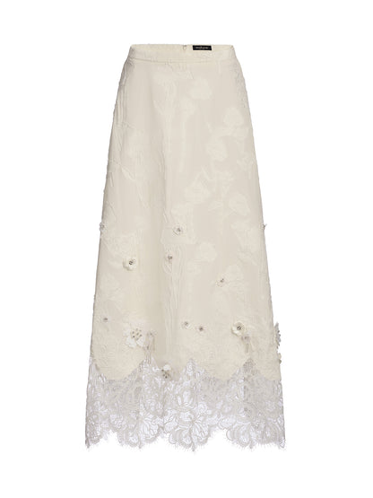 Custom Beaded Lace Jacquard Skirt