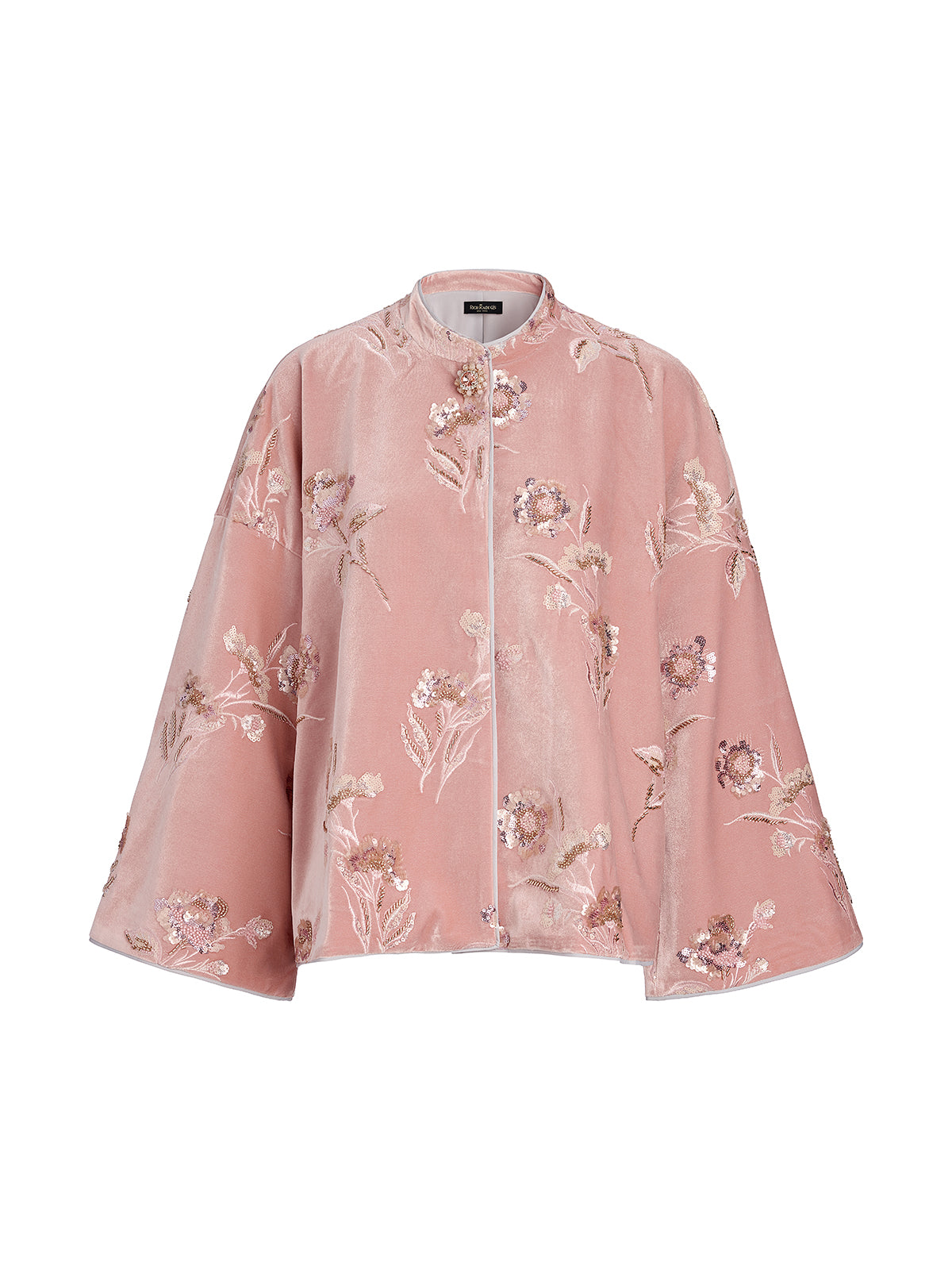 French Velvet Beaded Embroidered Cape Coat
