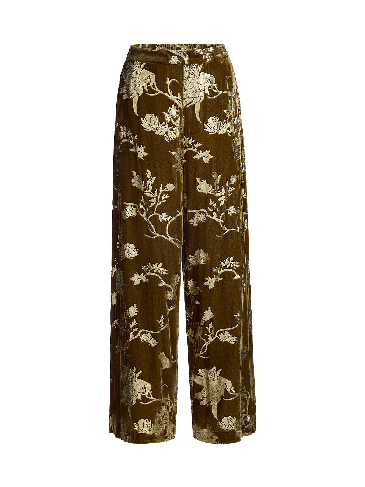 Final Sale | Gold Silk Foil Velvet Trousers (No Belt)