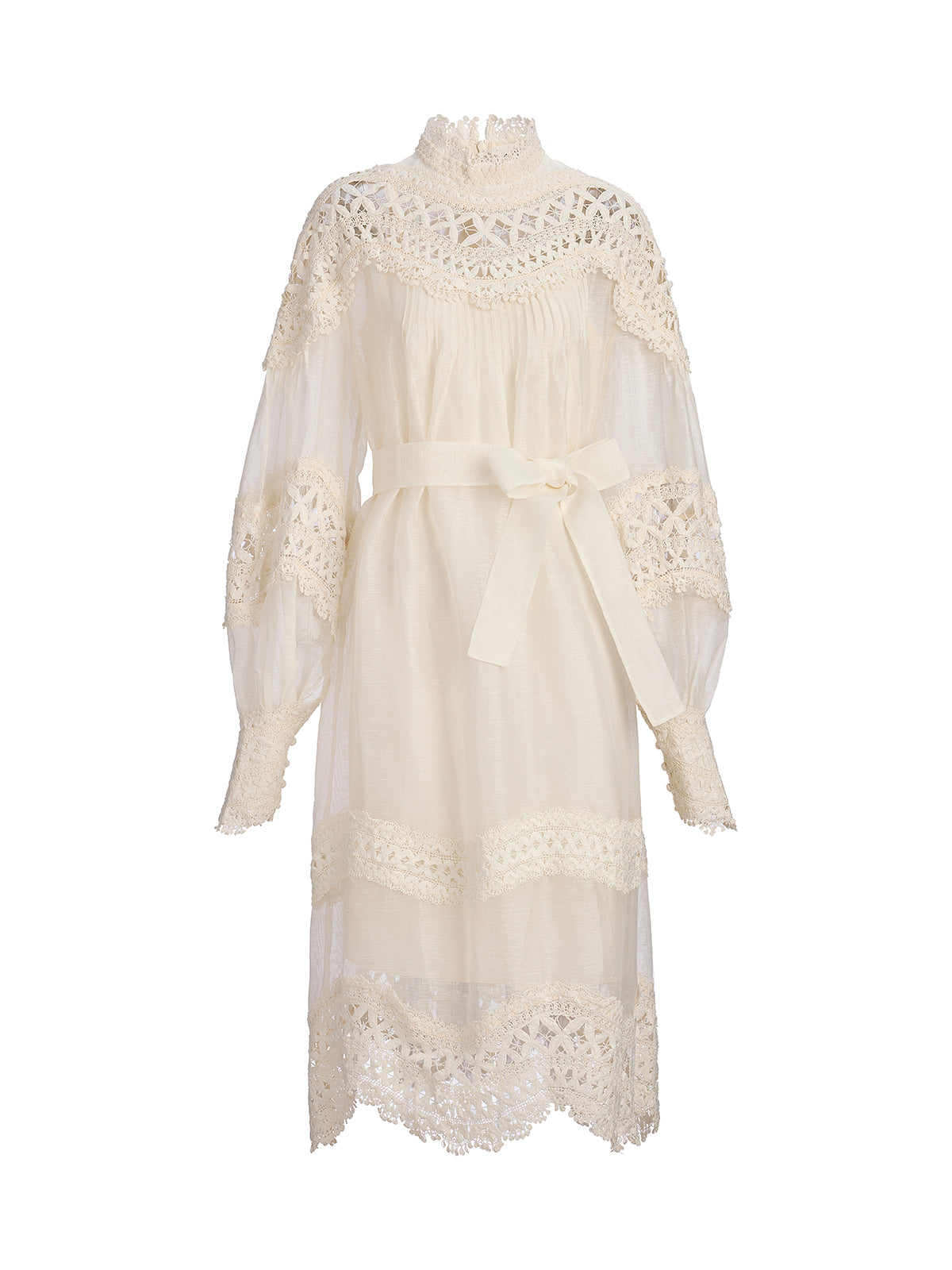 French Linen Openwork Lace Dress
