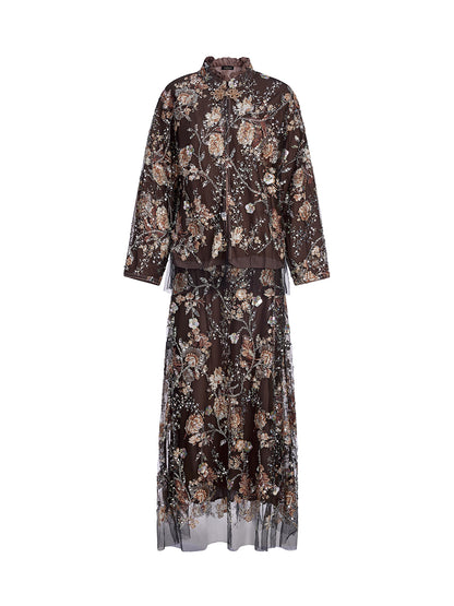 Haute Couture Beaded Floral Lace Set