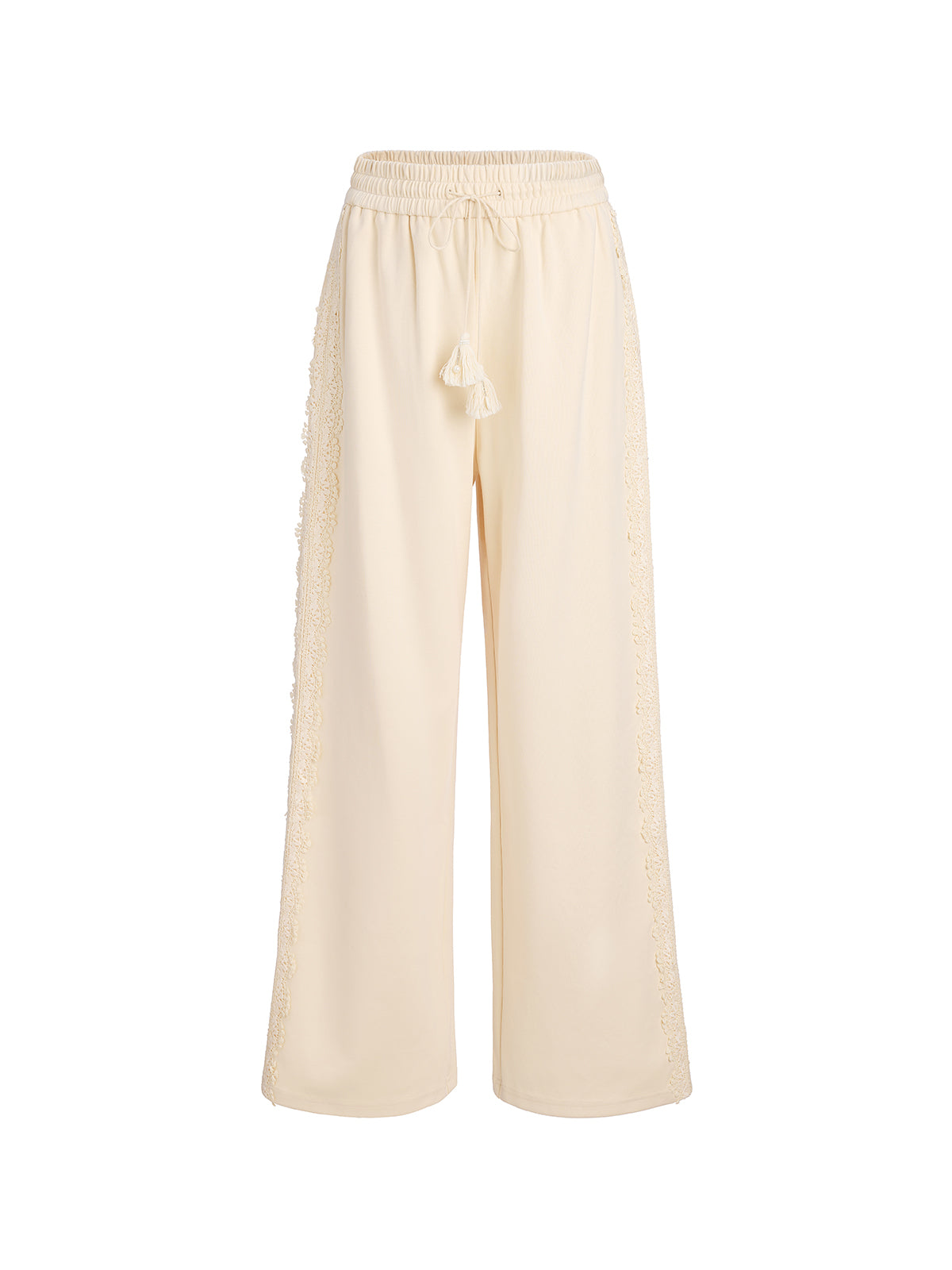 Cotton-Linen Lace Straight Kint Pants