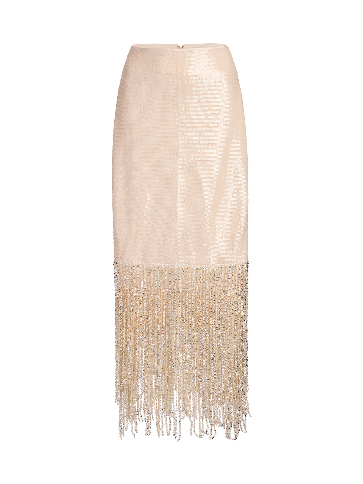 Sequin Crystal Fringe Split Skirt