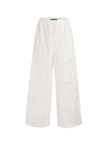 Linen Embroidered Eyelet Vacation Pants