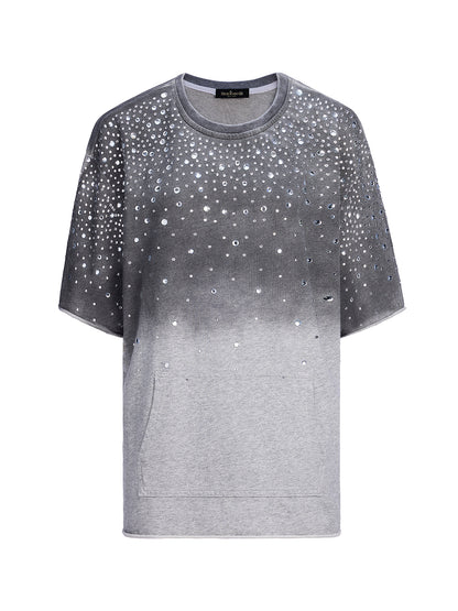 Gradient-Coated Rhinestone Knit Tee