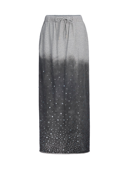 Gradient Coated Rhinestone Knit Skirt