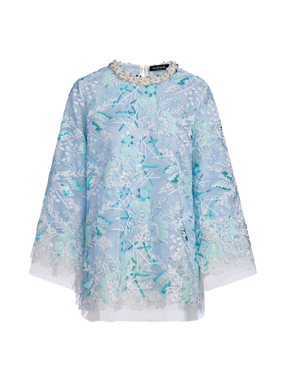 Final Sale | French Custom Embroidery Sequin Cape Top