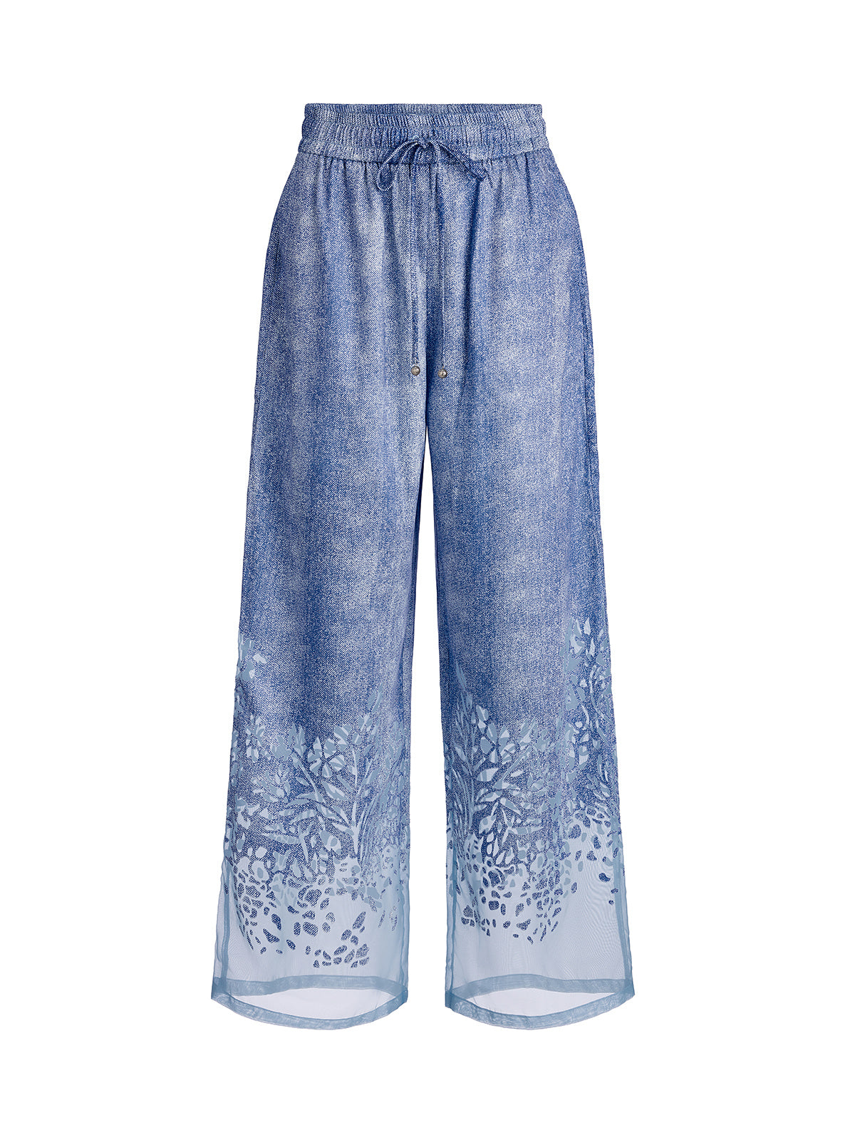 Custom Denim-Effect Gradient Elastic Trousers