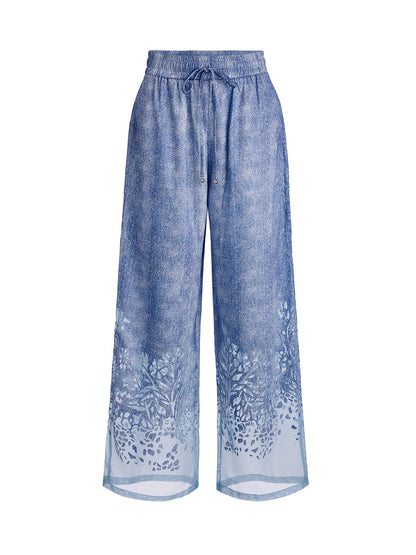 Custom Denim-Effect Gradient Elastic Trousers