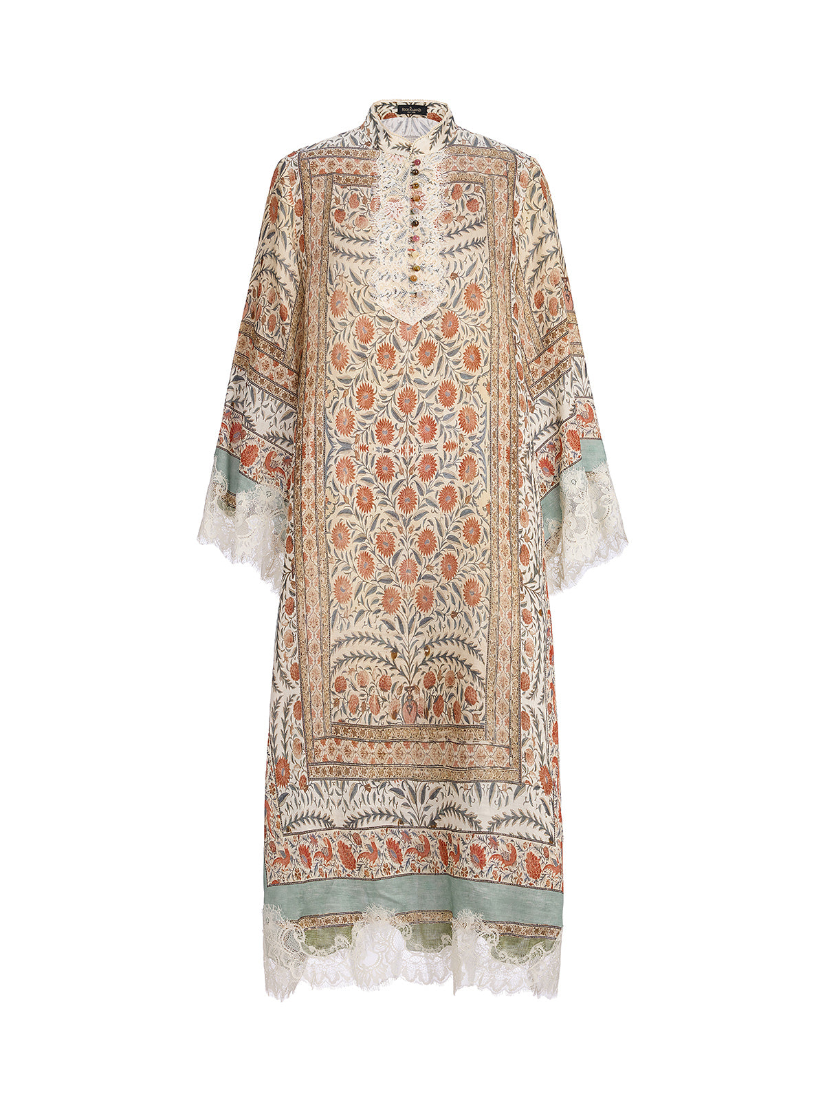 Vintage Botanical Print Lace Dress (Belt Included)
