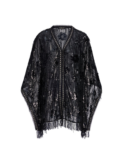 Custom Sequin Fringe Rock Cape