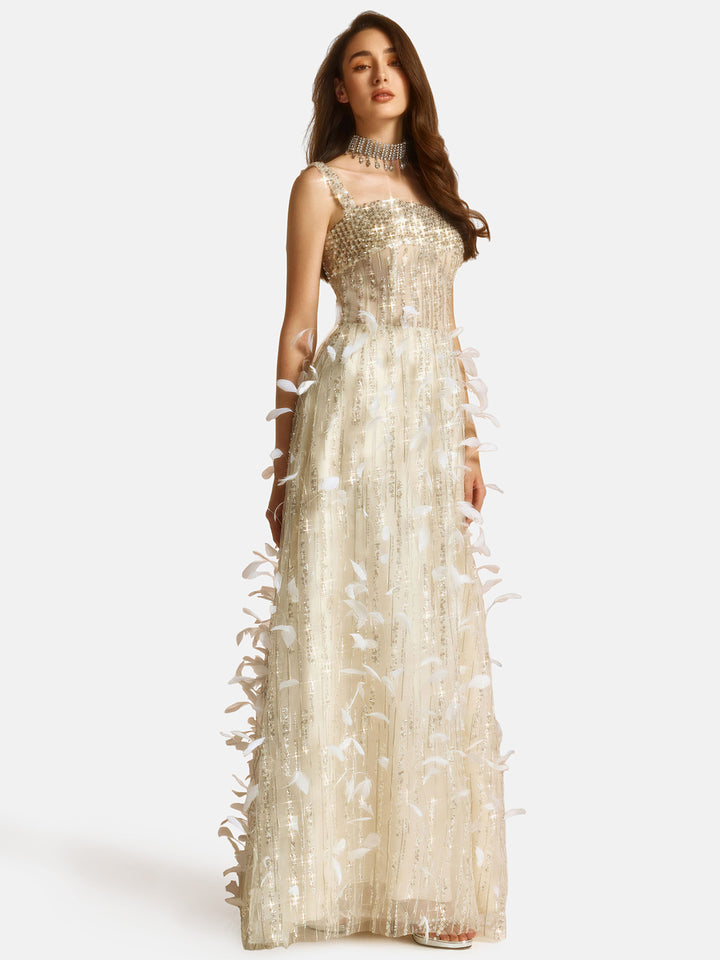 Feather Light Dance Embellished Gown