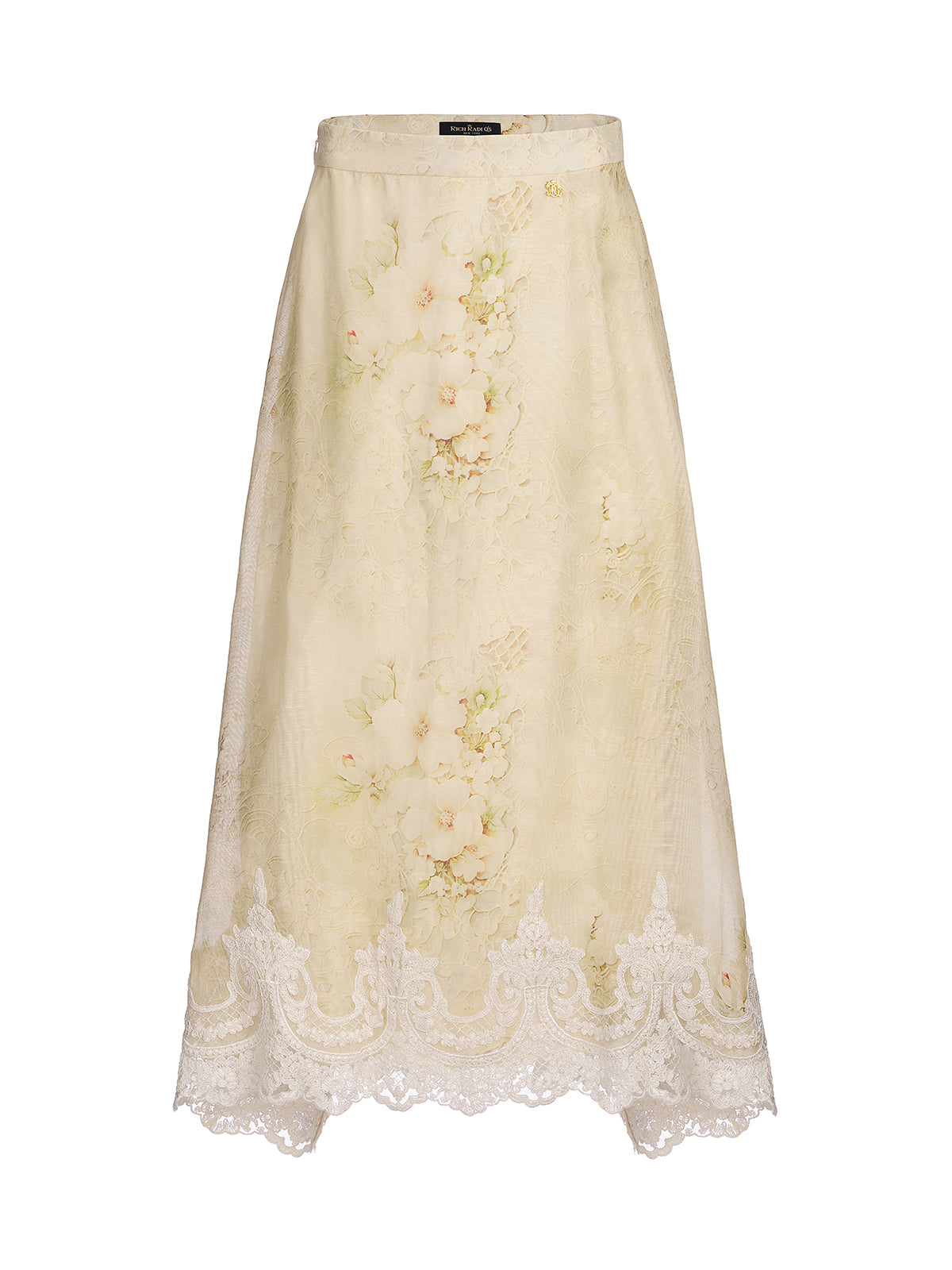 Silk-Linen Baroque Lace Skirt