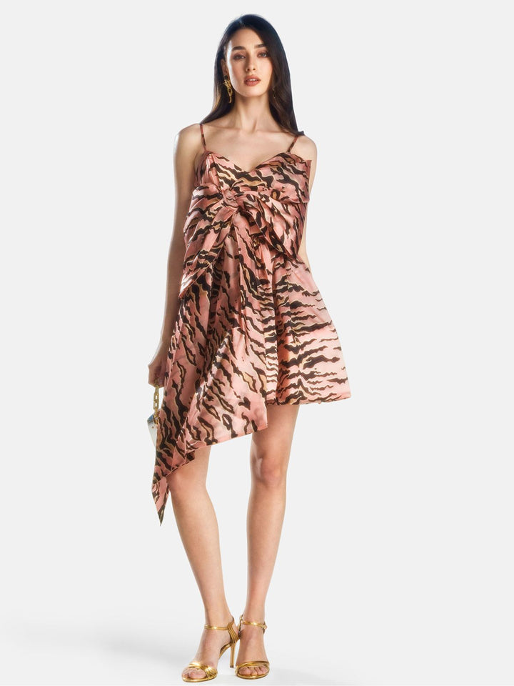 Silk Zebra Print Bow Dress