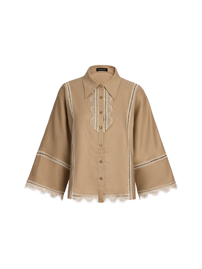 Final Sale | Baroque Lace-Trim Linen Shirt