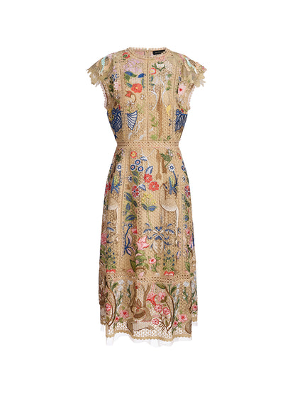 Embroidered Colorful Floral Artistic Dress