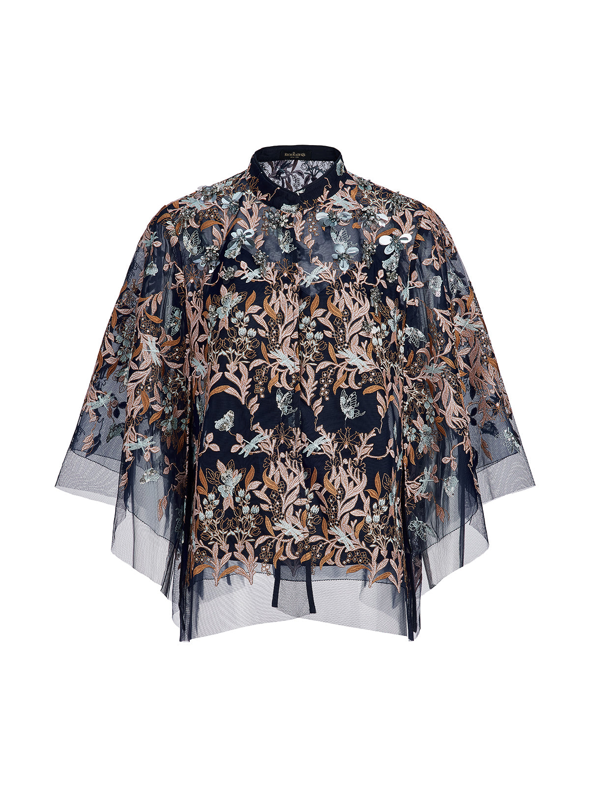 Multicolor Floral Embroidered Beaded Top