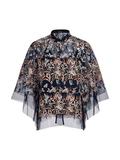 Multicolor Floral Embroidered Beaded Top