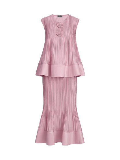 Pleated Sleeveless Embellished Set