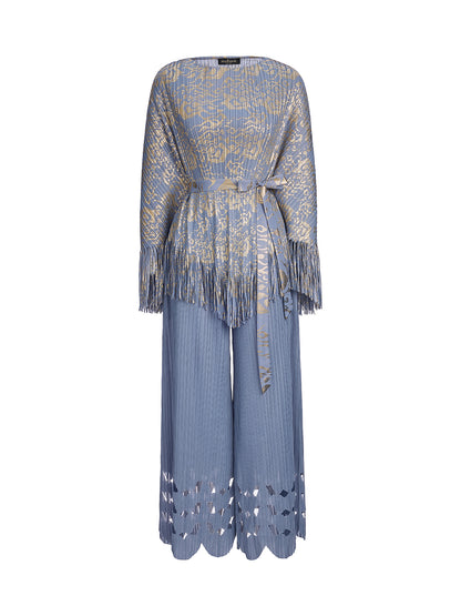 Pleated Fringe & Cutout Two-Piece Set