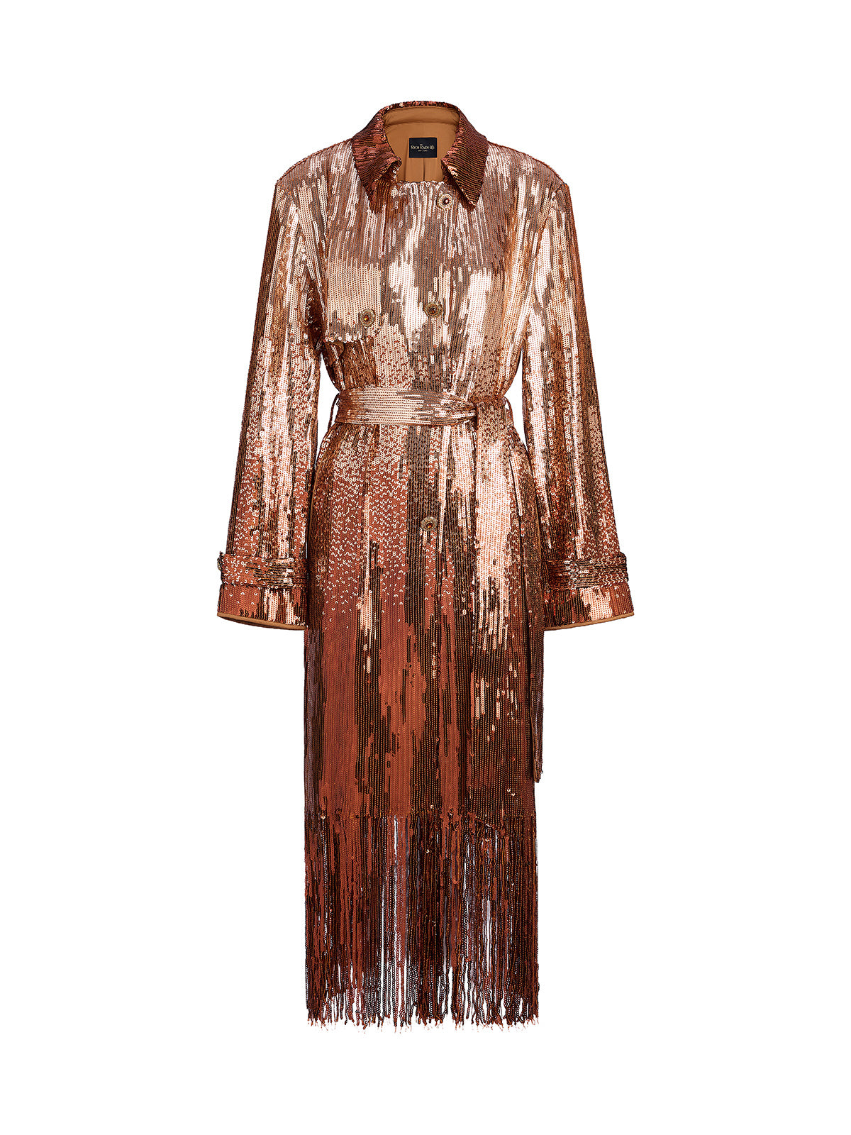 Gradient Sequin Fringe Trench Coat (Matching Belt Included)
