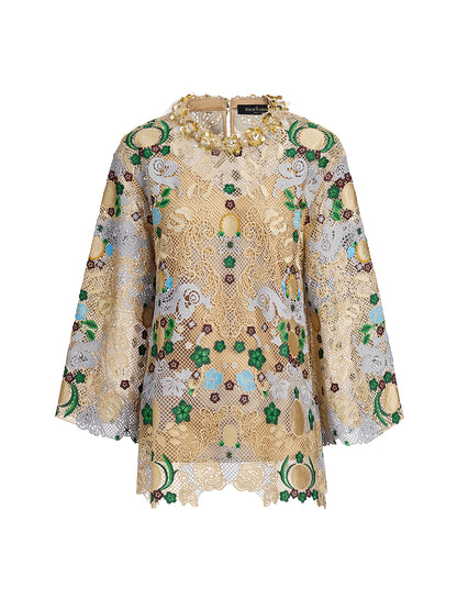 Bohemian Embroidered Floral Hand-Beaded Top