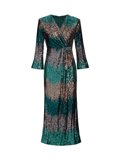 Gradient Sequin V-Neck Stretch Dress