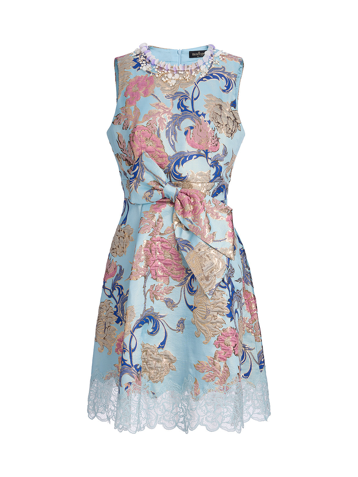 Hand-Set Rhinestone Embellished 3D Floral Bow Dress