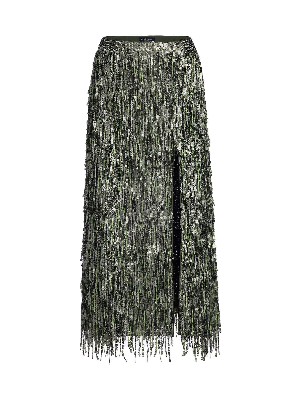 Handcrafted Sequin Fringe Front-Slit Mermaid Skirt