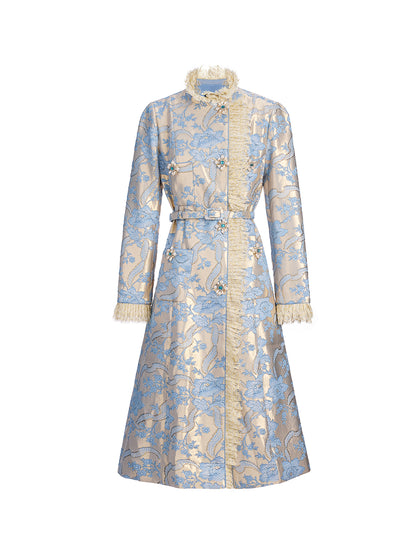 Court-Inspired Rhinestone Jacquard Lace Coat