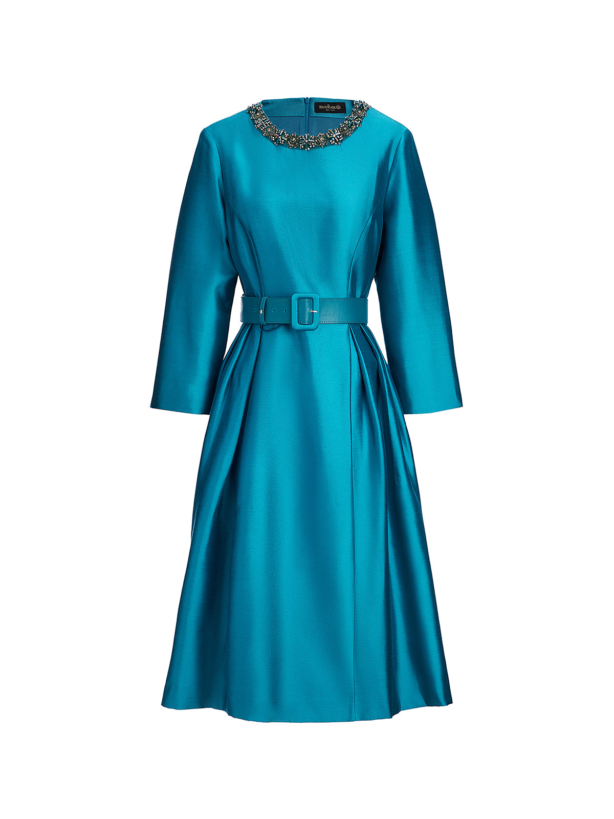 Silk-Wool Hand-Beaded Dress (Belt Included)