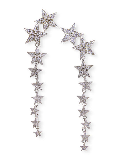 Crystal Star Chain Drop Earrings