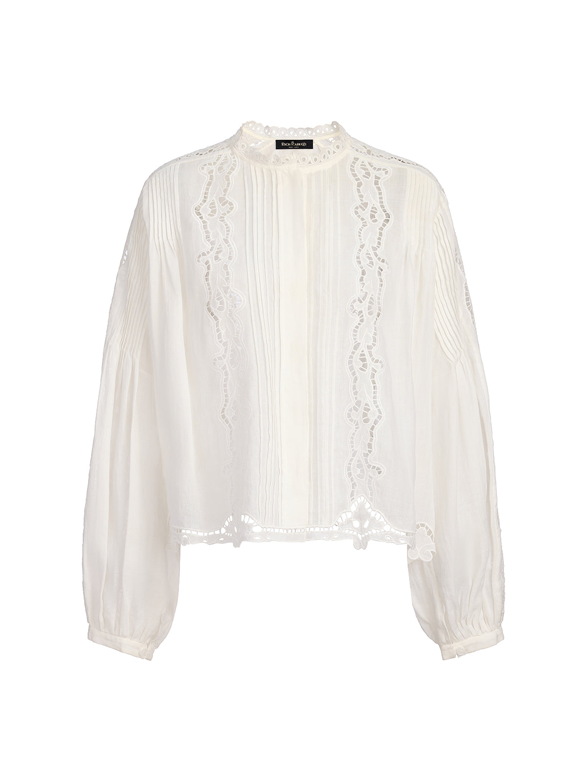 Pleated Hollow Embroidered Blouse