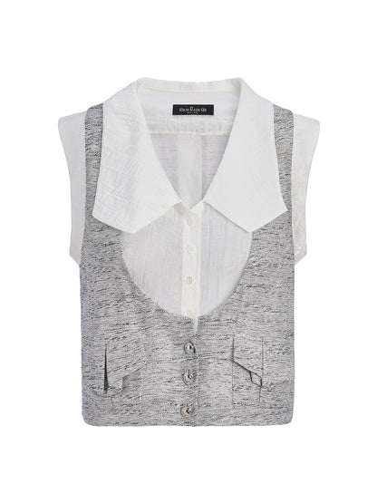 Light Grey Artistic Layered Top