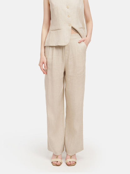 French Linen Pleated Trousers