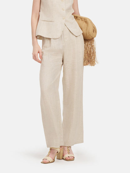 French Linen Pleated Trousers