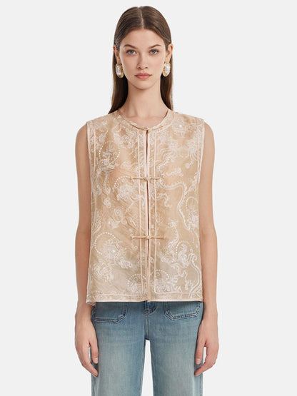 Heavy Silk Jacquard Embossed Vest