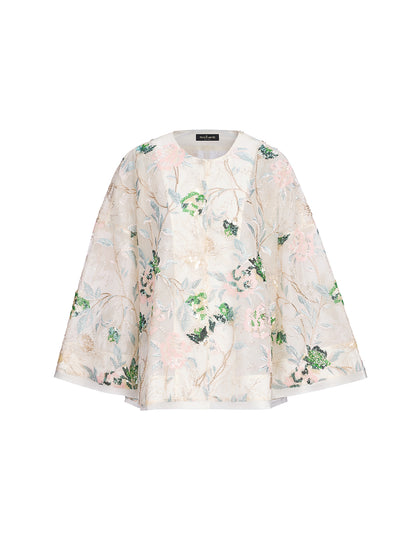 Sequin Floral Embroidered Shirt