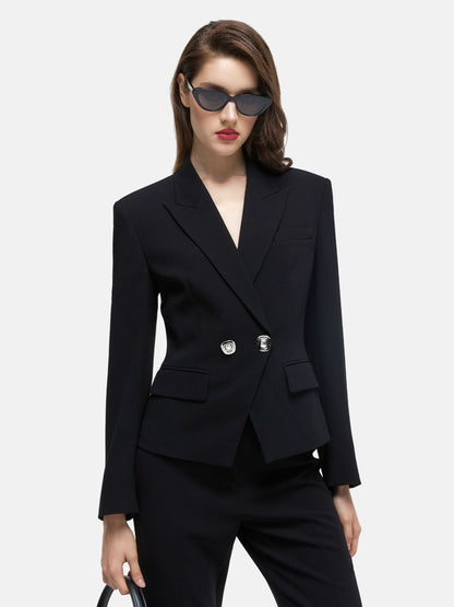 Textured Acetate S-shape Suit Jacket