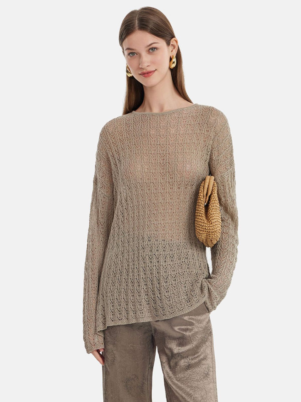 Silk Yarn Hollow Knit Top