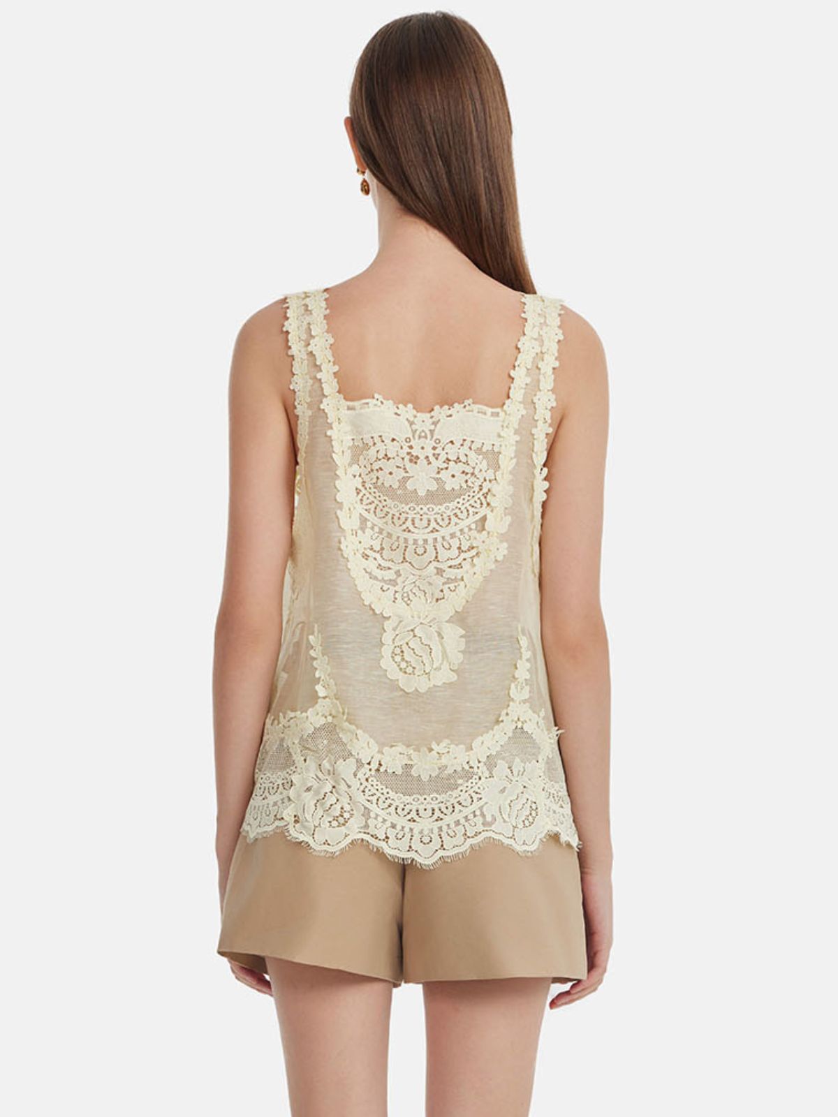 Linen Lace Panel Tank Top