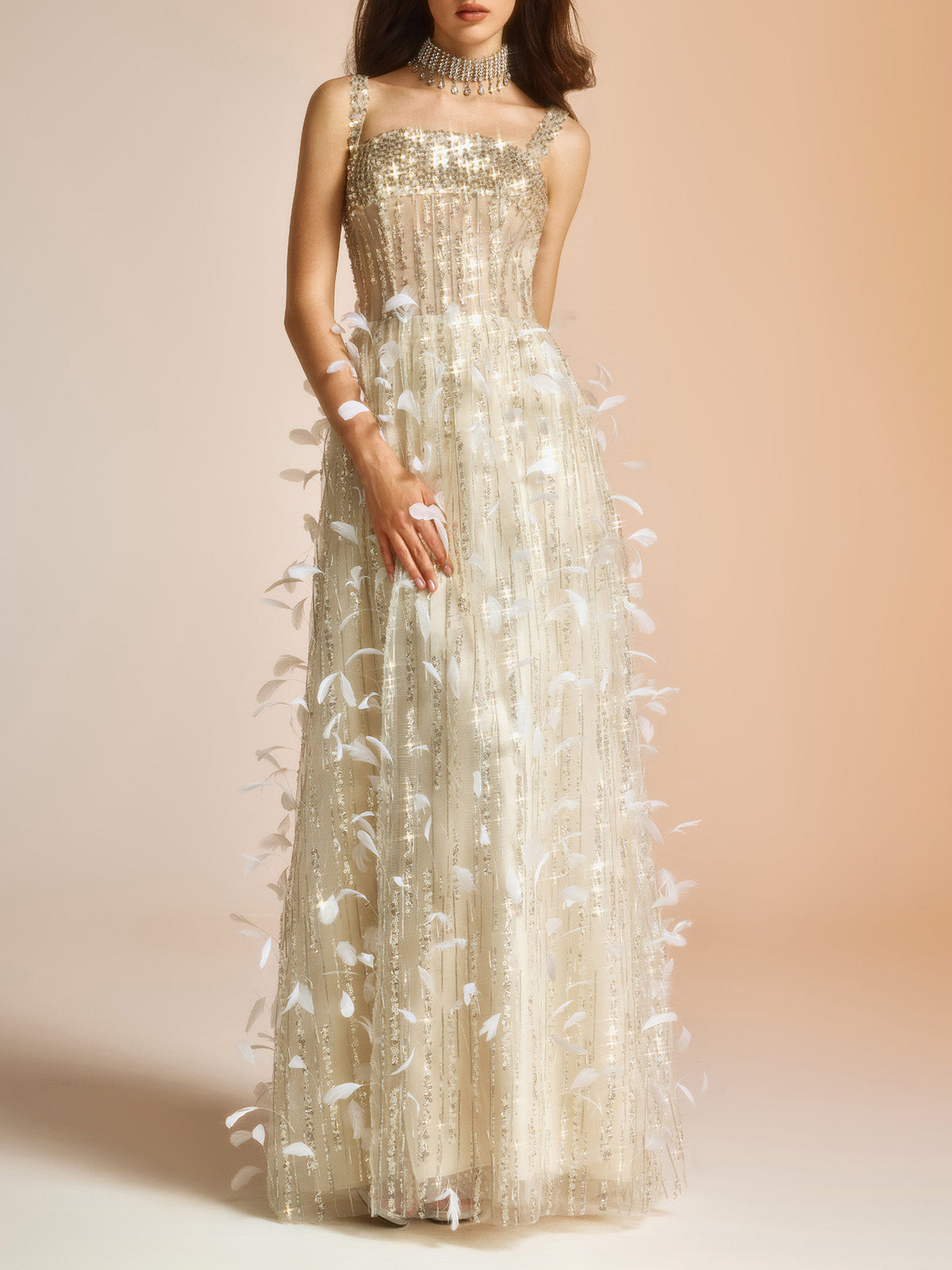 Feather Light Dance Embellished Gown