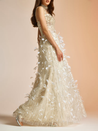 Feather Light Dance Embellished Gown