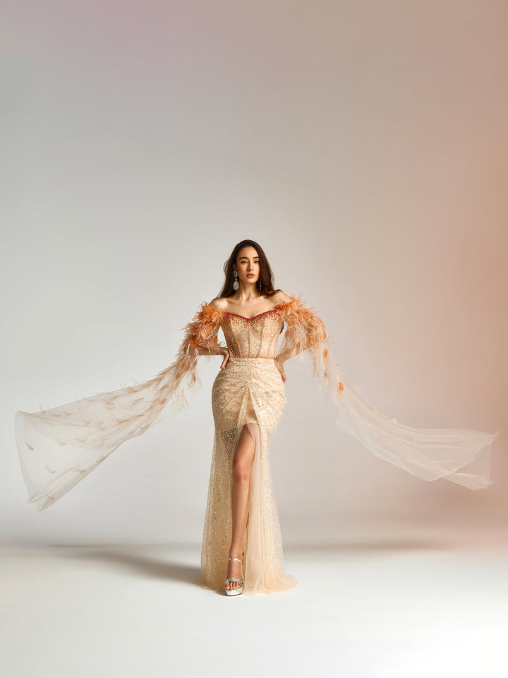 Dreamy Gradient Coral Gown