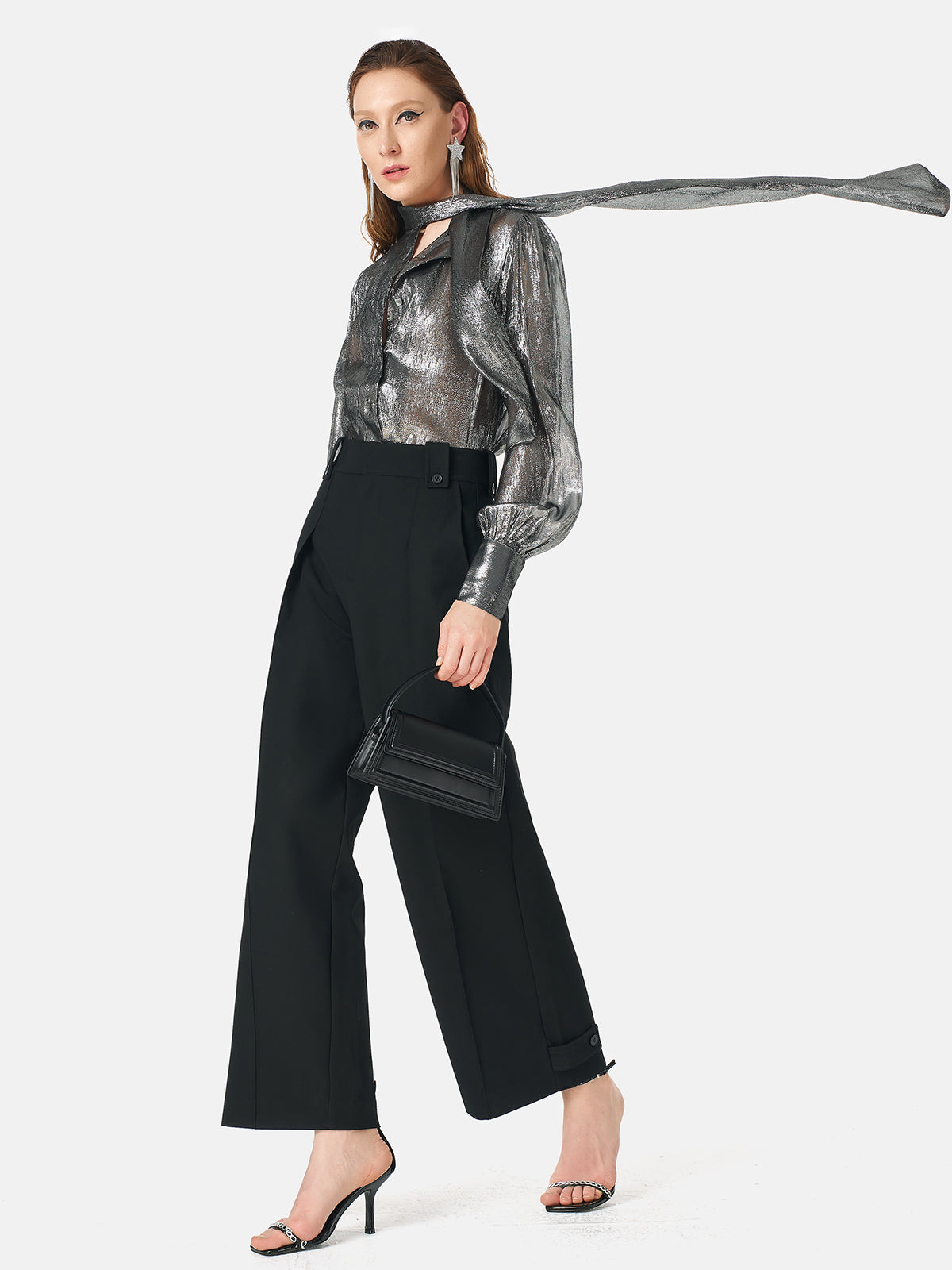 Metallic Coated Silk Ribbon Shirt