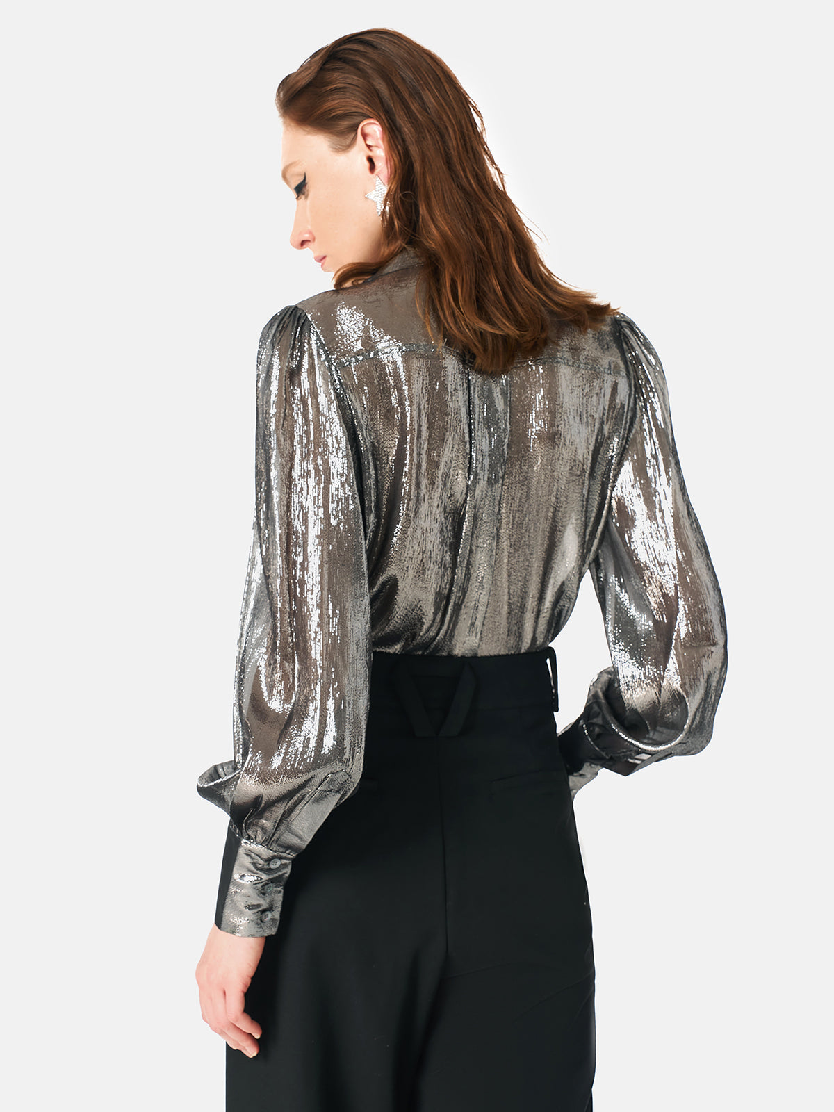 Metallic Coated Silk Ribbon Shirt