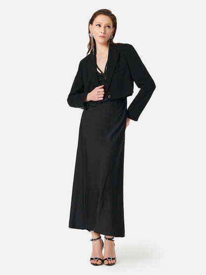 V Neck Cut Out Acetate Maxi Dress